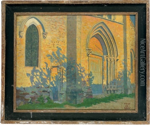 A Church Exterior At Sunset Oil Painting - Felix De Gray