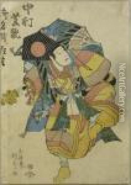 Kunisada, Utagawa . Nakamura 
Utaemon Iii In Einer Abschiedsvorstellung Als Sambaso. Japan Oil Painting - Kunisada