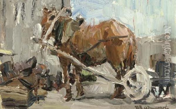 Horse And Cart Oil Painting - Ivan Alexeievitch Vladimirov