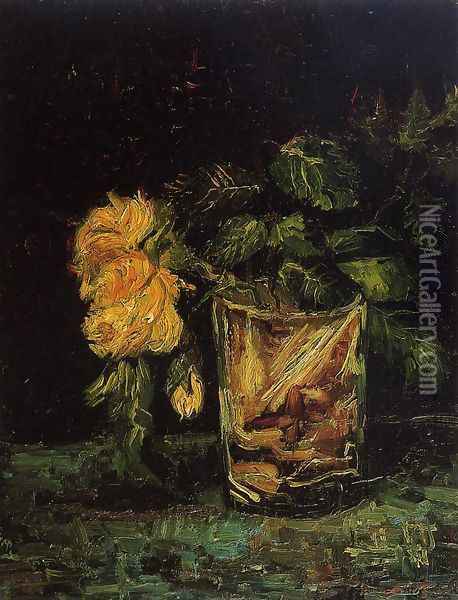 Glass With Roses Oil Painting - Vincent Van Gogh