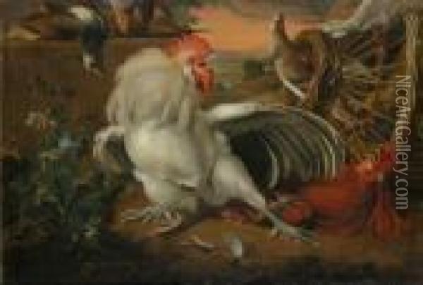 The Intruder Oil Painting - Melchior de Hondecoeter