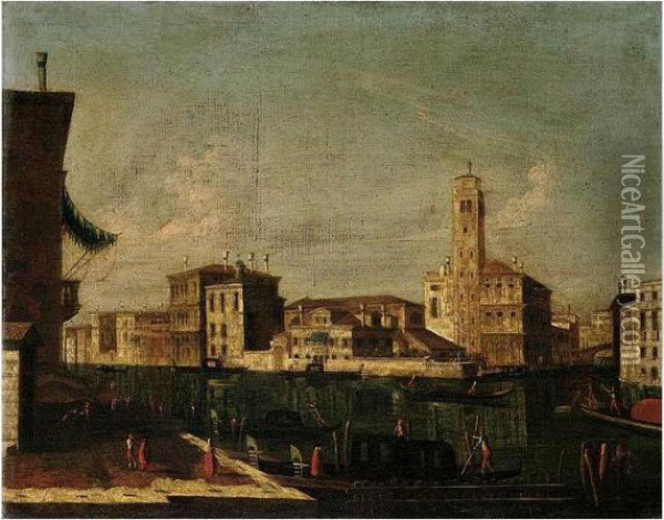 Venice, A View Of The Grand Canal In Venice At The Entrance To The Cannareggio Oil Painting - Michele Marieschi