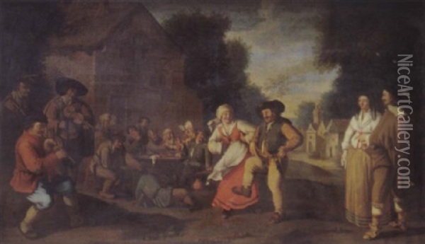 La Danse Villageoise Oil Painting - Cornelis Droochsloot