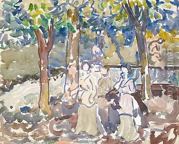 By the Stream Oil Painting - Maurice Brazil Prendergast