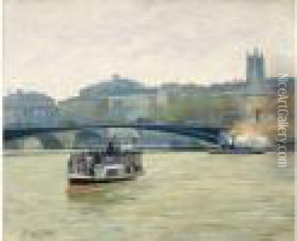 Bateau-mouche Sur La Seine Oil Painting - Pierre Vauthier