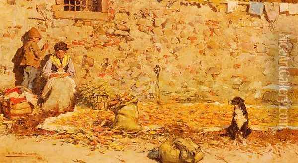 The Preparation Of The Corn Oil Painting - Mariano Barbasan Laguerela