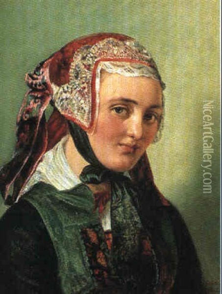 En Refnaespige Oil Painting - Elisabeth Anna Maria Jerichau-Baumann