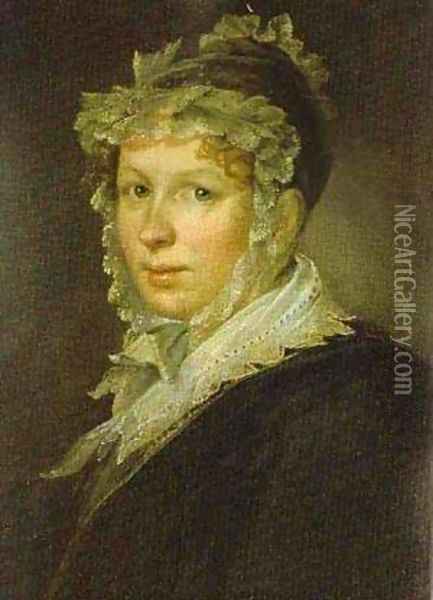 Portrait Of AI Tropinina The Artists Wife 1809 Oil Painting - Vasili Andreevich Tropinin