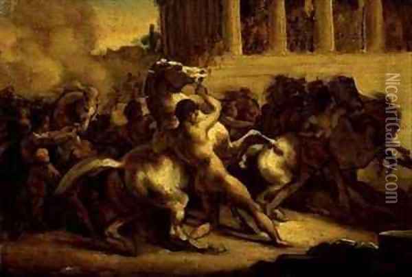 Race of the riderless horses Oil Painting - Theodore Gericault
