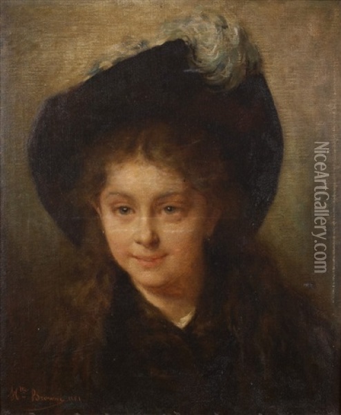 Fillette Au Chapeau Oil Painting - Henriette (Sophie) Bouteiller Browne