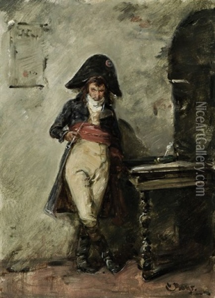 Napoleon, Neben Dem Schreibtisch Stehend Oil Painting - Carl Mayr-Graetz