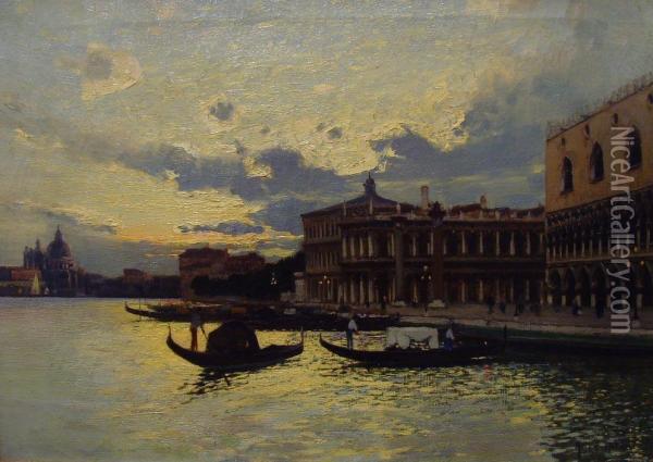 Venedig Bei Sonnenuntergang Oil Painting - Camillo, Millo Bortoluzzi