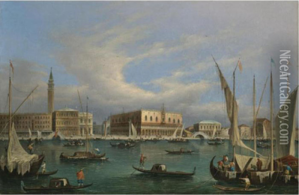 Venice, A View Of The Molo And The Doge's Palace From The Grand Canal Oil Painting - Francesco Guardi