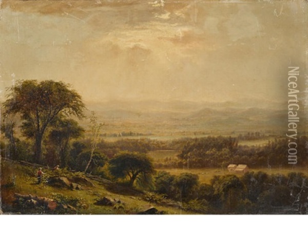 An Extensive Landscape With Figures In The Foreground Oil Painting - Jasper Francis Cropsey