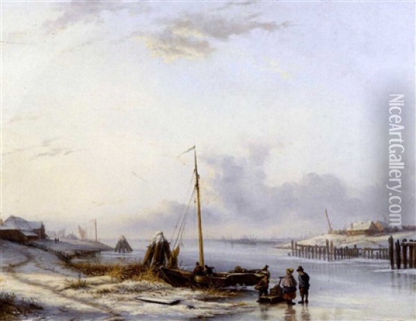 Winterlandschaft Oil Painting - Johan Hendrik Meyer