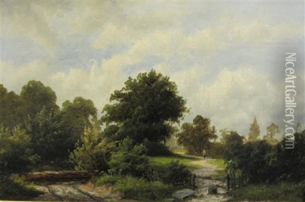 A Country Path; And By A Country Track (pair) Oil Painting - William Henry Mander