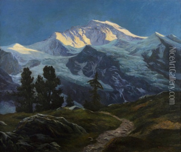 Abend An Der Jungfrau Oil Painting - Rudolf-Alfred Jaumann