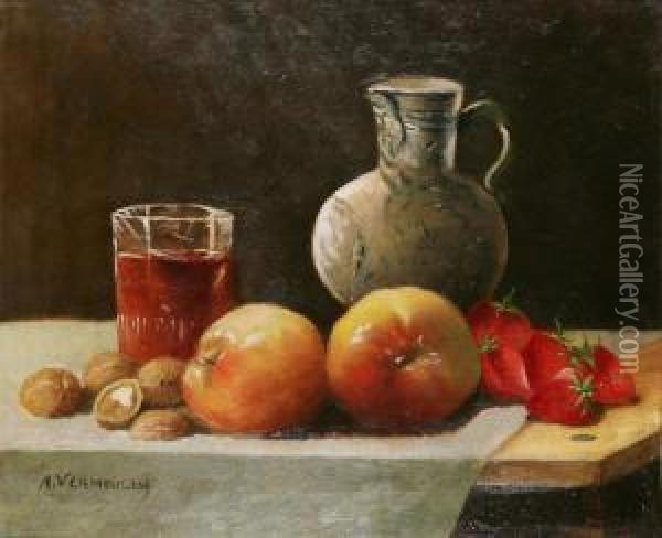 Still Life With Fruit Oil Painting - Abraham Adrianus Vermeulen