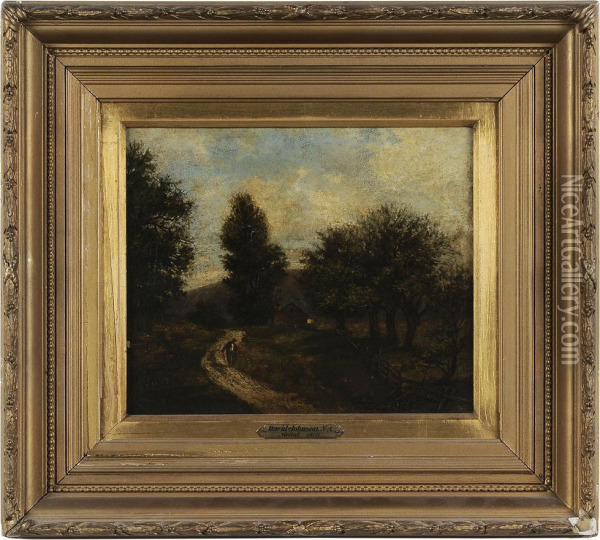 Along The Wooded Path Oil Painting - David Johnson