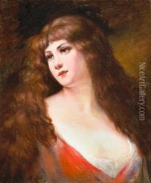 A Portrait Of An Auburn-haired Beauty Oil Painting - Angelo Asti