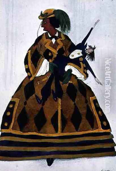 Costume for the Englishwoman, from La Boutique Fantastique, 1917 Oil Painting - Leon Samoilovitch Bakst