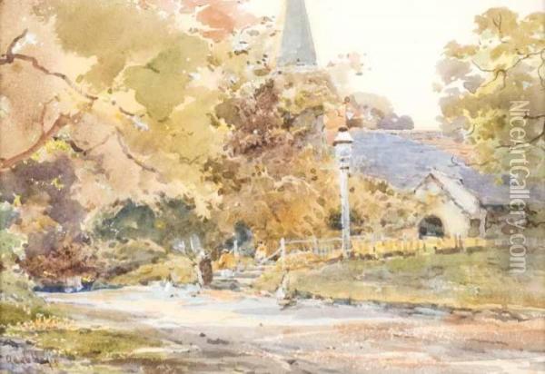Brockenhurst Church Oil Painting - Claude Hayes