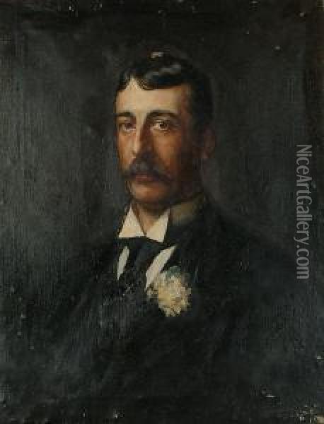 Portrait Of A Gentleman, Wearing A Carnation In His Button-hole. Oil Painting - John Pettie