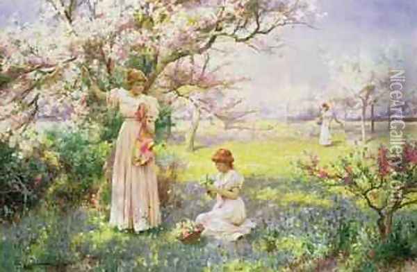 Spring Picking Flowers Oil Painting - Alfred Augustus I Glendenning