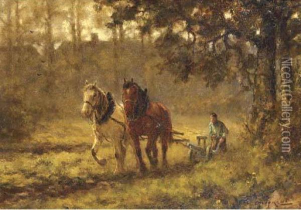 The Ploughteam Oil Painting - Martinus Jacobus Nefkens