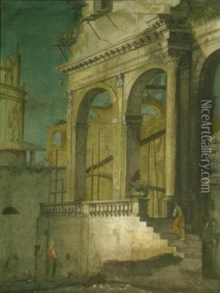 Architectural Capriccios Oil Painting - Bernardo Bellotto