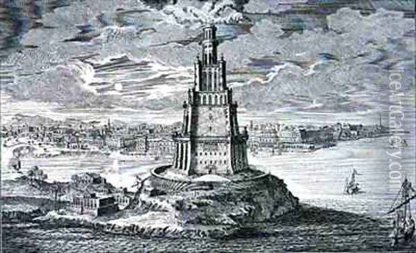 Lighthouse at Alexandria built by Ptolemy the Great Egypt Oil Painting - Johann Bernhard Fischer von Erlach