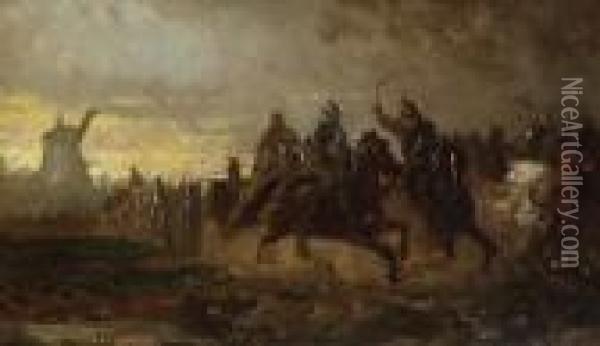 Auffahrende Preusische
 Artillerie Oil Painting - Hans von Marees