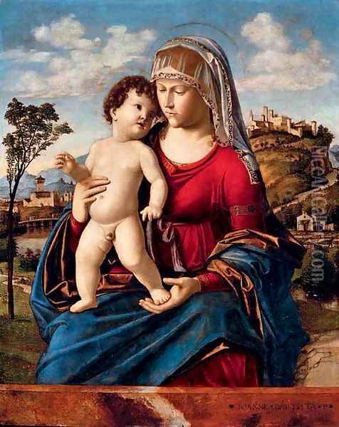 The Madonna and Child in a landscape Oil Painting - Giovanni Battista Cima da Conegliano