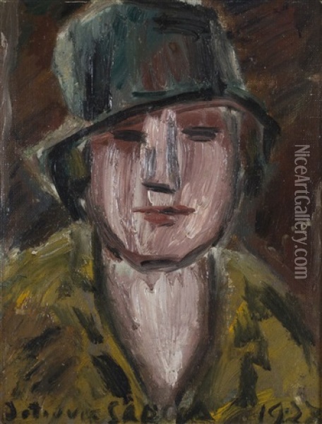 Mujer Con Sombrero Oil Painting - Joaquin Torres-Garcia