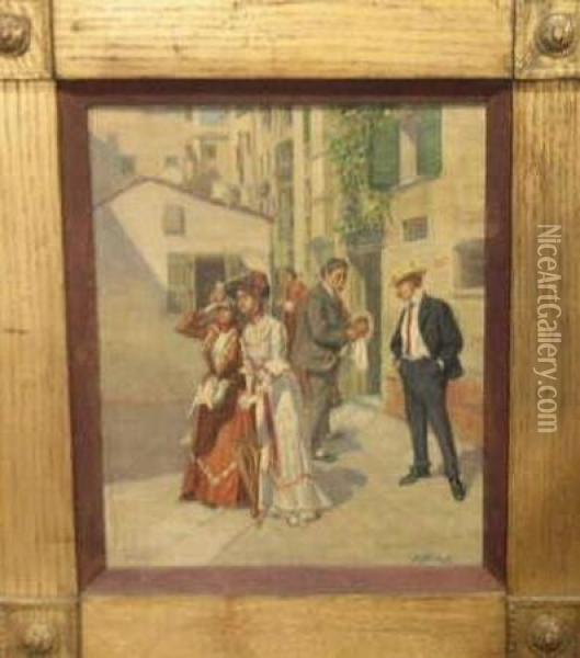 Americans Abroad Oil Painting - Charles Brinton Cox