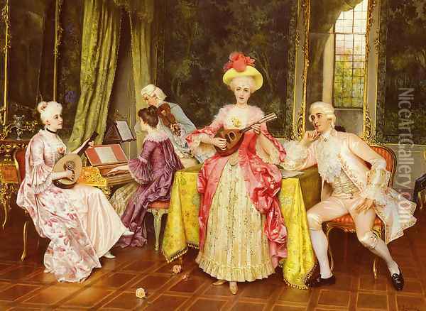 The Music Lesson Oil Painting - I. Sabatini