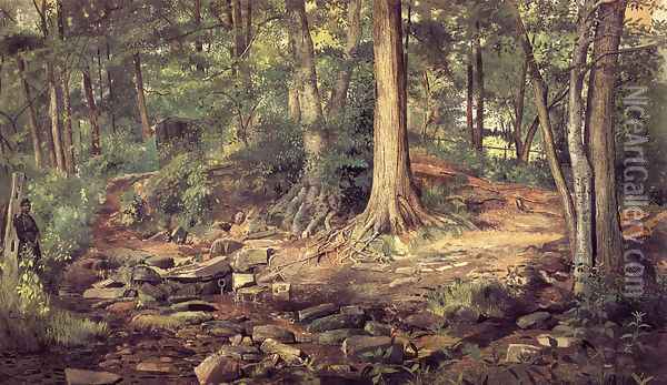 Young Girl at Forest Spring Oil Painting - Charles Lewis Fussell