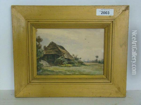 Landscape Of Thatched Hut Oil Painting - Jan Willem Van Borselen
