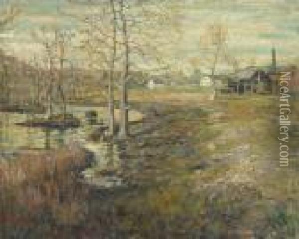 Farm Landscape Oil Painting - Ernest Lawson
