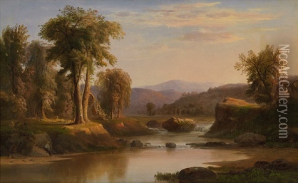 Untitled (river Landscape) Oil Painting - Robert Scott Duncanson