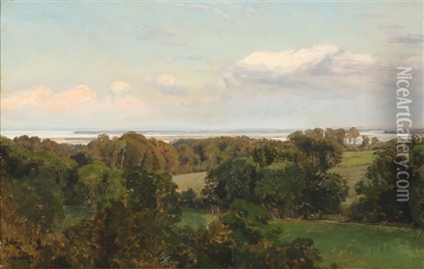 Summer View From Baekkeskov, Denmark Oil Painting - Janus la Cour