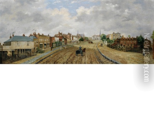 A View Of Highgate Village From North Hill Oil Painting - Dean Wolstenholme the Younger