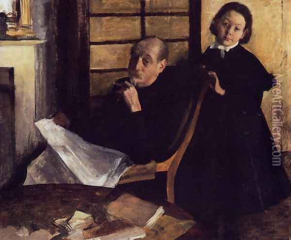 Henri De Gas and His Neice, Lucie Degas Oil Painting - Edgar Degas