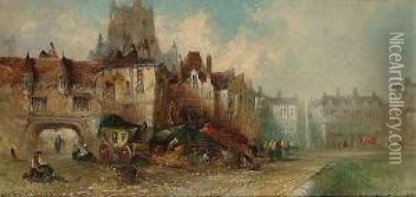 Old French Houses Oil Painting - Clifford Montague
