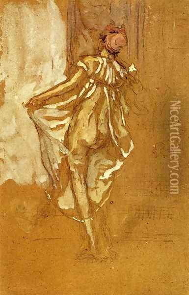A Dancing Woman in a Pink Robe, Seen from the Back Oil Painting - James Abbott McNeill Whistler