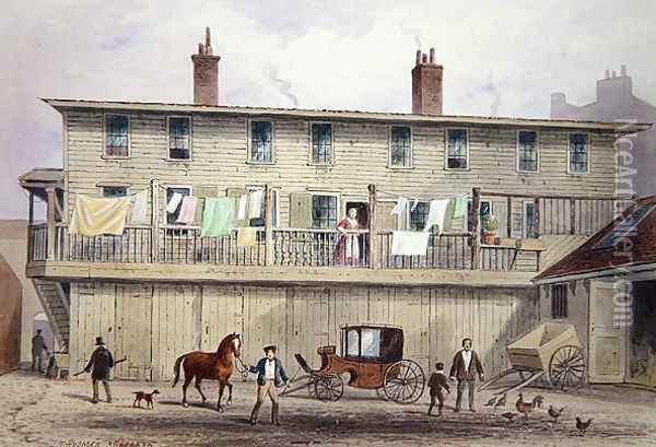 The Old Vine Inn, Aldersgate Street, 1855 Oil Painting - Thomas Hosmer Shepherd