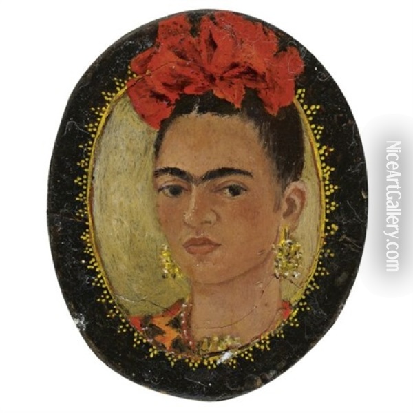 Autorretrato Oil Painting - Frida Kahlo