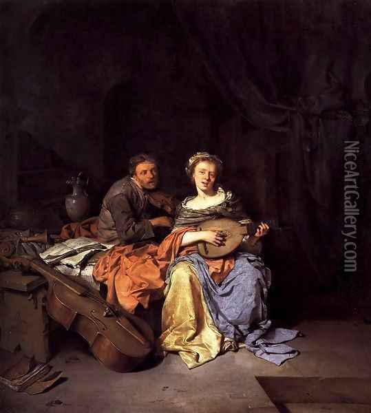 The Duet 2 Oil Painting - Cornelis (Pietersz.) Bega