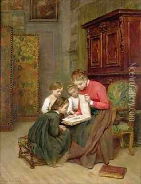 The Family Album Oil Painting - Charles Edouard Frere