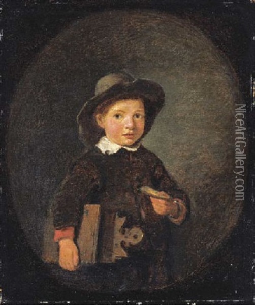 Portrait Of A Boy, Holding A Slice Of Bread Oil Painting - Quiringh Gerritsz van Brekelenkam